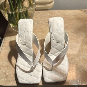 Jessica Simpson White Quilted Sandals